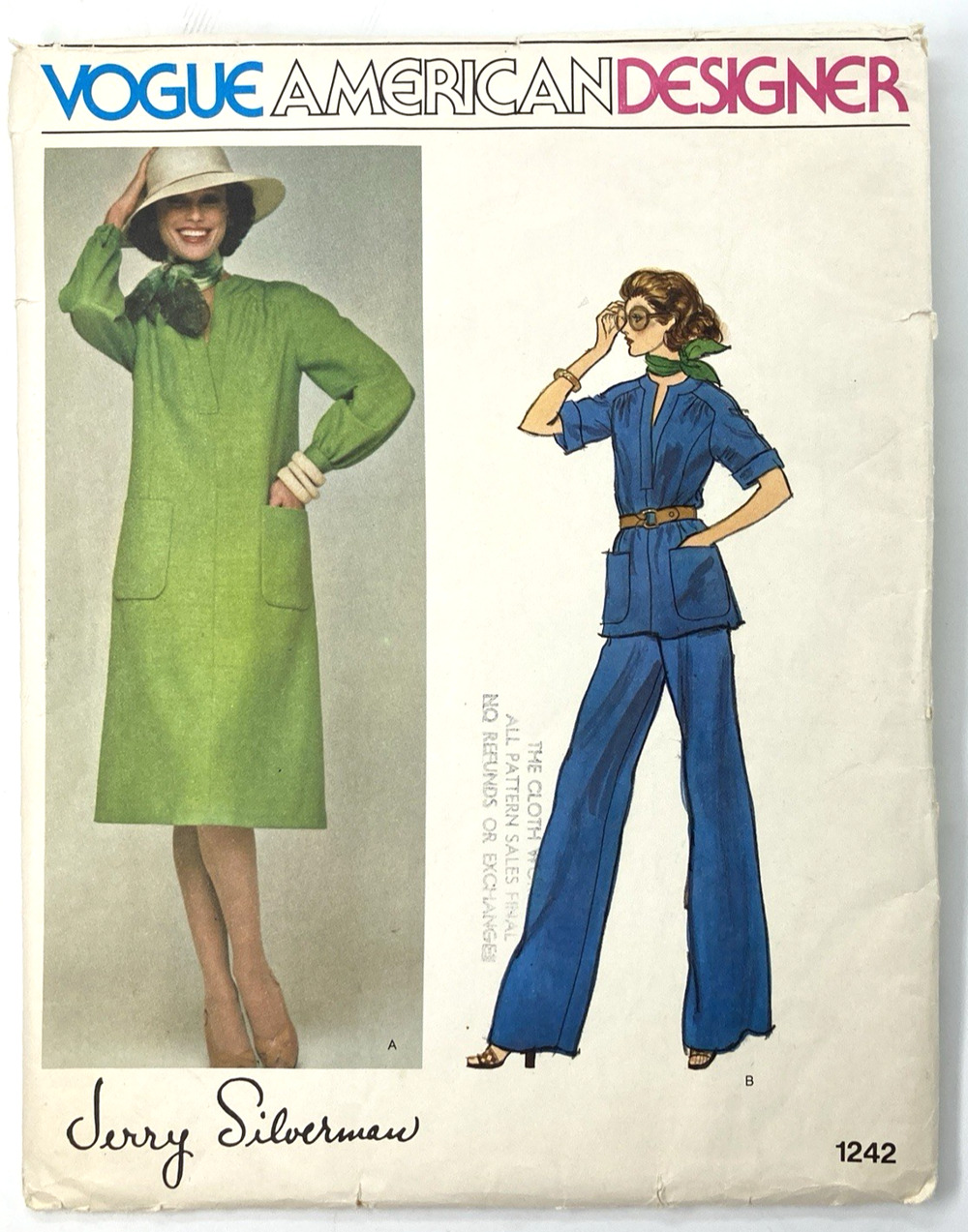 Vogue American Design 1242 Jerry Silverman Pantsuit~Dress~Tunic Sz 14 Uncut 70s